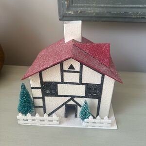 Vintage Martha Stewart large putz house with bottle brush trees
